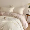 Conjunto de quatro peças jacquard escovado de luxo leve de alta qualidade algodão puro quarto principal outono e inverno capa de edredom espessa lençol lençol de elástico