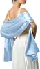 Xale de Cetim Estilo Europeu e Americano Cor Sólida Xale para Vestido de Noite Lenço Longo de Cetim Decorativo Casamento Vestido Cheongsam Combinando Cetim