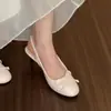 Sandalias Cerradas Dulces y Suaves Estilo Francés para Mujer, Nuevo Modelo de Verano 2026 con Tira Trasera de Moño, Zapatos de Tacón Alto Poco Profundos