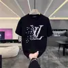 Lightning Warehouse Verão Nova Marca da Moda Unissex Peso Pesado Casual Estampada Versátil Solta Manga Curta Camiseta Estilo Ins Top