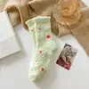 Meias femininas de veludo coral sem lã transfronteiriças outono e inverno frutas frescas meia-altura meias para casa dormir meias de chão meias da lua