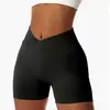 Shorts de Deporte de Cintura Alta sin Costuras Transfronterizos, Levantamiento de Glúteos, Estilo Melocotón, Leggings Deportivos para Exteriores, Shorts de Yoga Cruzados en la Cintura para Mujer