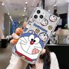 Doraemon Azul Gordo Manzana 12/15Promax Funda para Teléfono Iphone14 Transparente Cobertura Completa Adecuado para 17 Anticaída