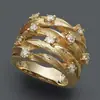 Anillo de Vid de Enredadera de Nuevo Estilo Transfronterizo Hong Kong y Di, Anillo Nido de Pájaro con Zirconia de Estrella Dorada, Joyería de Moda Estilo Commuter