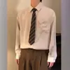 Camisa Retro Japonesa Estilo Academia para Hombre Primavera y Otoño Casual Versátil para Vestir por Capas Ropa Interior Color Sólido Manga Larga Top Moderno