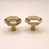 Manijas para Puertas de Gabinetes y Armarios, Herrajes de Cobre para Cajones, Manijas de Cristal de Cristal, Manijas Pequeñas, Manijas con Base Hexagonal de Cobre
