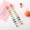 Uña de Águila Pequeña Serie de Flores Impresas a Color Manicura Portátil para Mujeres 24 Piezas Uñas Almendradas Terminadas