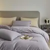 Conjunto de Quatro Peças de Algodão Escovado Espesso Classe A de Luxo, Lençol de Cama de Algodão Puro para Todas as Estações, Capa de Edredom, Lençol com Elástico Conjunto de Três Peças, Luxo Leve