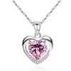 Colar Prata de Lei S925 Meu Coração Eterno Joias Estilo Coreano Atacado Corrente Prata para Clavícula Lindo Pingente de Cristal Presente