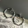 [Tiempo Libre] Aretes de Círculo de Plata Rota Pinzas para Orejas con Disco Repelente de Mosquitos Aretes de Aro para Mujeres Sin Perforación Aretes de Aro Lisos