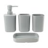 Set de Cuatro Piezas de Suministros de Baño de Plástico Cuadrado Soporte para Enjuague Bucal y Cepillo de Dientes Jabonera Almacenamiento para Baño Set de Baño Cepillo para Inodoro
