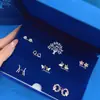 Pendientes y Clips para Orejas Originales de Plata S925 con Diseño de Rueda de la Fortuna para Mujer, Set de Alta Gama, Populares en Línea, Suministro Directo de Fábrica