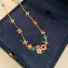 Colar e pulseira borboleta flor de zircônia pérola banhados a ouro real 18k, corrente de clavícula de luxo leve de alta qualidade, acessório de colar doce