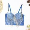 Chaleco vaquero sexy de estilo europeo y americano para chica, estilo discoteca, escenario, rock, moderno corsé de espiga de pescado para mujer, con borlas de prisma, para verano