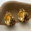 Brincos de argola com estampa de leopardo vintage para outono e inverno, design de nicho, acessórios de orelha simples, novo modelo 2026, toque de alta qualidade para mulheres
