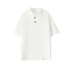 Camiseta de Manga Corta con Cuello Henry Cleanfit para Hombre, Tendencia de Verano Estilo Americano, Peso Pesado, Top Elegante y Versátil de Media Manga