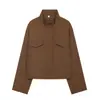 Roupas Femininas Europeias e Americanas Transfronteiriças AliExpress Venda Quente Moda Casual Estilo Europeu e Americano Roupas Femininas Jaqueta com Gola Alta
