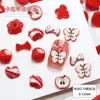 Ornatos de Arte de Unha de Maçã de Natal Desenho Animado Fatias de Frutas Tridimensionais Mistas Diamante de Resina de Fruta Seguro Decoração de Unha Usável