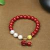Pulsera de Perlas de Arena Dorada Púrpura de Alto Contenido con Hebilla Ping An de Cinabrio, Hecha a Mano con Perlas, Joyería DIY, Suministro en Vivo
