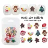 50 Peças de Decorações Mistas de Resina para Nail Art de Natal Desenho Animado Papai Noel Floco de Neve Sino Rena Enfeites de Unha