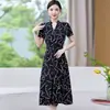Manga curta Floral Plus Size Verão Novo vestido Cintura Fina Feminina Vestido Longo Vestido Floral
