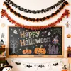 Decoraciones de cinta coloridas para Halloween transfronterizas en morado, naranja y negro, guirnalda de cinta de fondo para decoración de fiestas navideñas