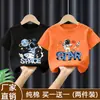 Camiseta Infantil Estampada de Manga Curta 2026 Verão Novo Estilo Estilo Coreano Moda Verão para Meninos Casual Algodão