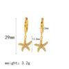 Aretes europeos y americanos de nicho de lujo ligero con exquisitos zircones, oro de 18 quilates, acero inoxidable, estrella de mar, trébol, para mujer, venta al por mayor
