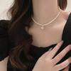 Collar de perlas de cristal brillante Camellia para mujer, cadena de clavícula con perlas de imitación Shijia, estilo francés retro, elegante, estilo cibernético.