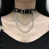 Colar Gargantilha Punk Y2K Diamante Negro Menina Doce Cool Picante Subcultura Gótico Resistente Design de Nicho Acessório