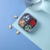 Caixa de remédios portátil com 4 compartimentos Caixa transparente de subembalagem de medicamentos com 4 compartimentos Caixa transparente de armazenamento para levar na mão Caixa de subembalagem de comprimidos