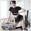 Nuevo uniforme de lencería sexy para tentación, juego de rol femenino, ropa de estudiante negra sexy, fútbol, bebé, comercio exterior