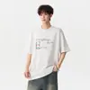 Camiseta de Manga Corta con Estampado de Letras Pesado Estilo Americano para Hombre, Marca Nueva de Verano de Moda, Camiseta Fresca y Versátil Pullover de Media Manga