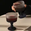 Copa Repujada Estilo Francés, Copa de Vidrio Negro, Copa para Vino Tinto, Diseño de Nicho, Alto Valor Estético, Juego de Copas para Cóctel de Uso Doméstico