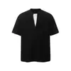2681 Retro Americano Pesado 300 Tejido Waffle Falso Dos Piezas Diseño Desestructurado Camiseta de Manga Corta Suelta High Street para Hombre