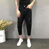 Pantalones de 8 puntos para hombre de verano delgados espíritu denim agujero mendigo estilo coreano pantalones Hallen pantalones nuevos para Torre