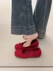 Sapatos Franceses de Boca Rasa com Laço para Mulheres Outono 2025 Novos Sapatilhas Elegantes com Salto Interno Embutido Sapatos de Ballet Sapatos Mary Jane