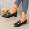 Zapatos de mujer europeos y americanos transfronterizos de talla grande con tacón grueso 2026 nuevos zapatos sin cordones con hebilla metálica mocasines planos para comercio exterior