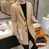 Casaco de lã masculino outono e inverno coreano slim fit longo corta-vento casaco de lã engrossado masculino comércio exterior Atacado