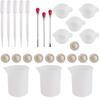Juego de herramientas de ajuste de pegamento de gota de cristal de resina epoxi, almohadilla de silicona, vaso medidor, varilla para remover