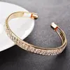 Moda Nueva Europea y Americana Alta Calidad Popular Oro Rosa Plata Diamante Doble Fila Abierto Pulsera Pulsera para Mujer Joyería Explosión
