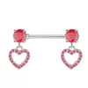 Anel de Mamilo de Aço Inoxidável Transfronteiriço Pingente Coração de Pêssego Cheio de Zircônia Super Brilhante Sexy Piercing de Mamilo Joia de Moda Simples Atacado