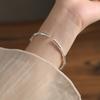 Nova pulseira de bambu de cobre branco prateado feminino sólido aberto moda jovem pulseira fosca estilo étnico anel liso mão