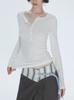 Anachic Clássicos Básicos_Camiseta Feminina Manga Longa Tencel Cor Nude/Camisa de Base Slim Fit_Top de Malha Externo