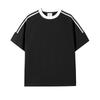 Americana retro 250g pesado penteado algodão duplo fio três barras drop shoulder manga curta T-shirt marca de moda solto top simples