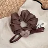 Diadema de malla plisada simple y versátil con forma de corazón, scrunchie retro de lunares para otoño, banda elástica para moño y cola de caballo, diadema elástica para el pelo