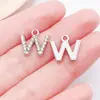 26 Letras Capitales Incrustadas con Diamantes en Inglés, Accesorios de Joyería de Aleación de Zinc K Blanco, Colgantes para Bricolaje, Pendientes, Pulseras, Colgantes