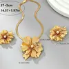 Set de Collar y Pendientes de Hueso de Serpiente de Flor de Metal Estilo Europeo Elegante de 3 Piezas
