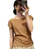 Camiseta de manga corta ajustada asimétrica de un solo color con hombros descubiertos, versátil y favorecedora, top de moda para mujer, nueva colección verano 2026