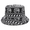 Europeu e Americano novo elefante impresso lona chapéu de sol verão casual versátil dupla face chapéu de pescador estilo étnico chapéu de bacia